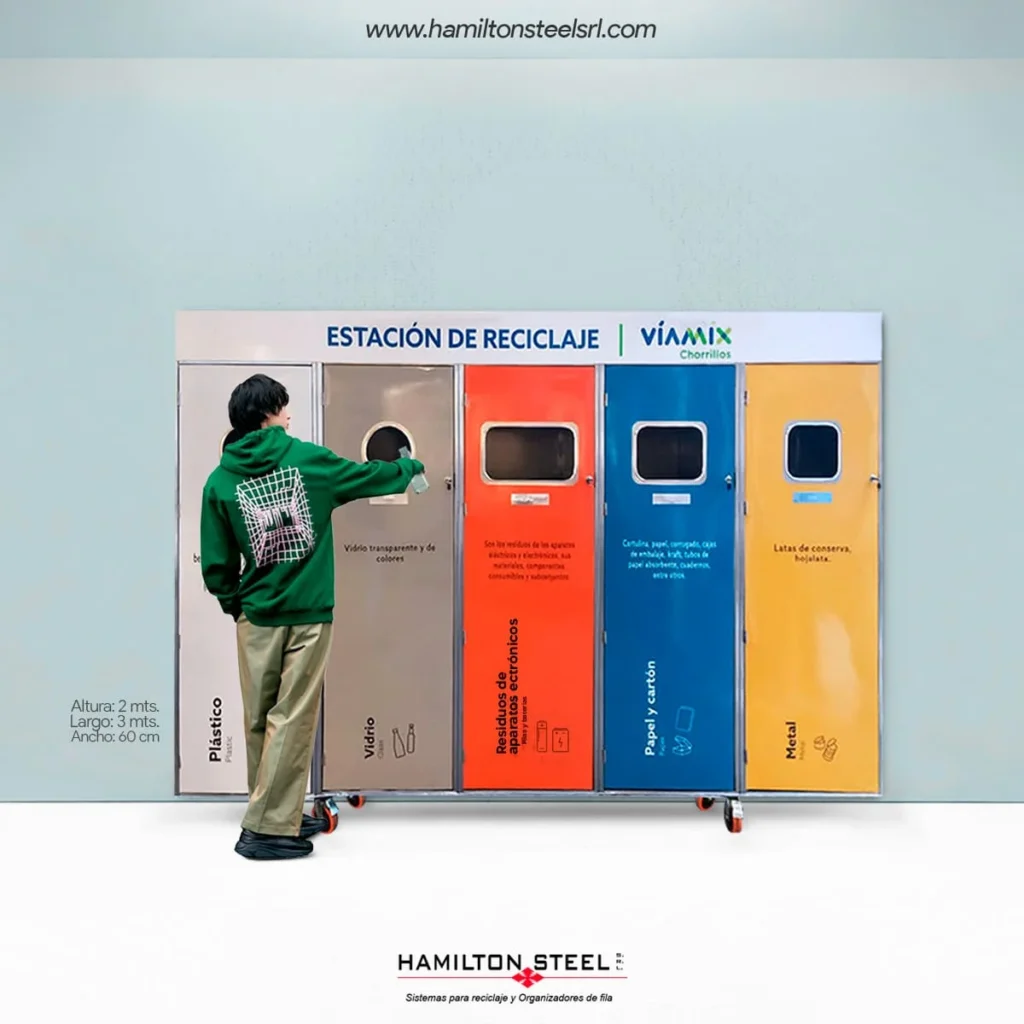 Estación de reciclaje de cinco compartimientos de Hamilton Steel SRL