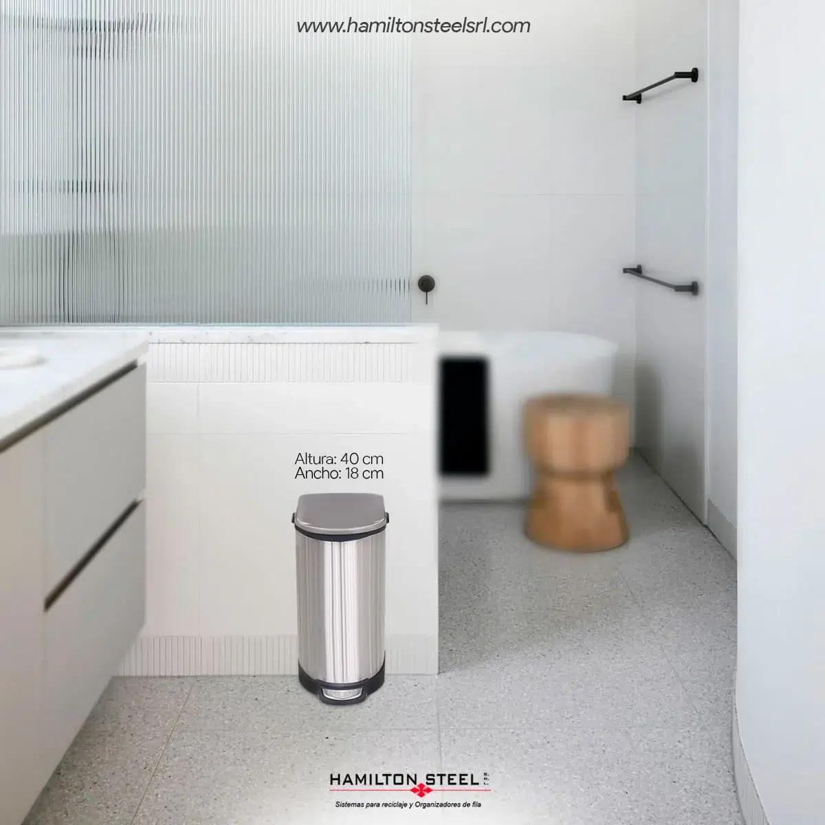 Tachos con pedal de 10 litros de acero de Hamilton Steel SRL.