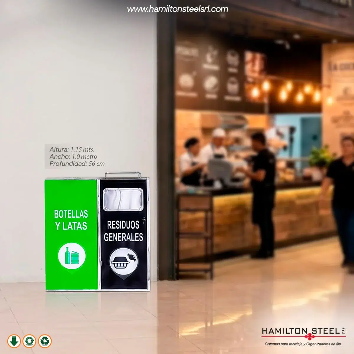 Tacho De Residuos Organicos Comedor De Centro Comercial - Imagen 5