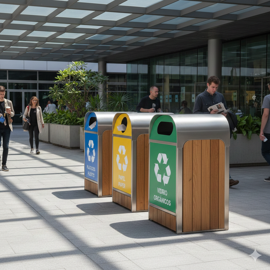 Venta de estaciones de reciclaje para basura para uso institucional y comercial. Soluciones sostenibles y duraderas.