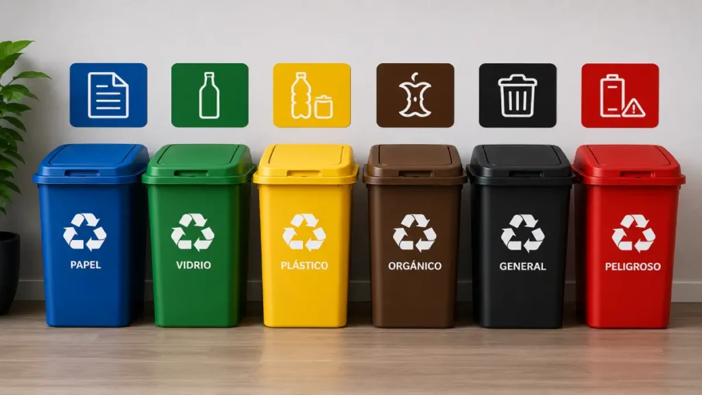 tachos de basura colores